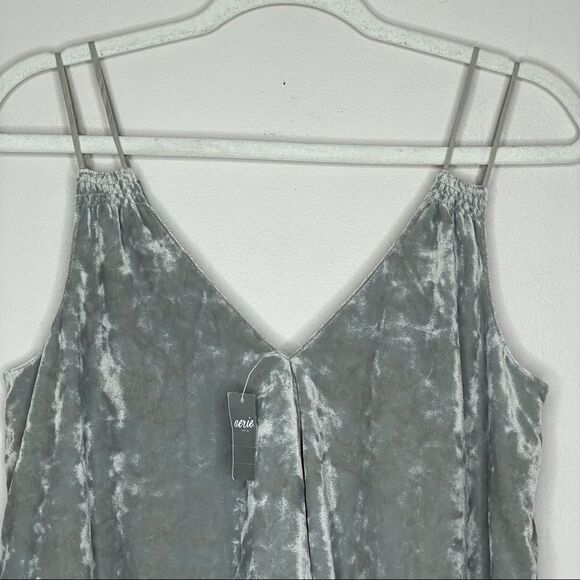 aerie velour tank top boxy v-neck ruffle gray NWT - Picture 4 of 10